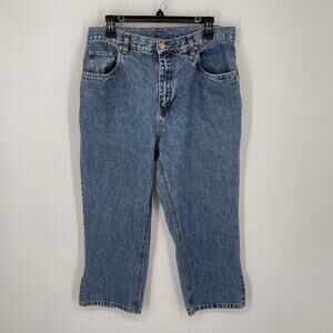 Bill Blass VINTAGE Jeans Capris Blue Denim High Rise Split Hem Women Sz 14